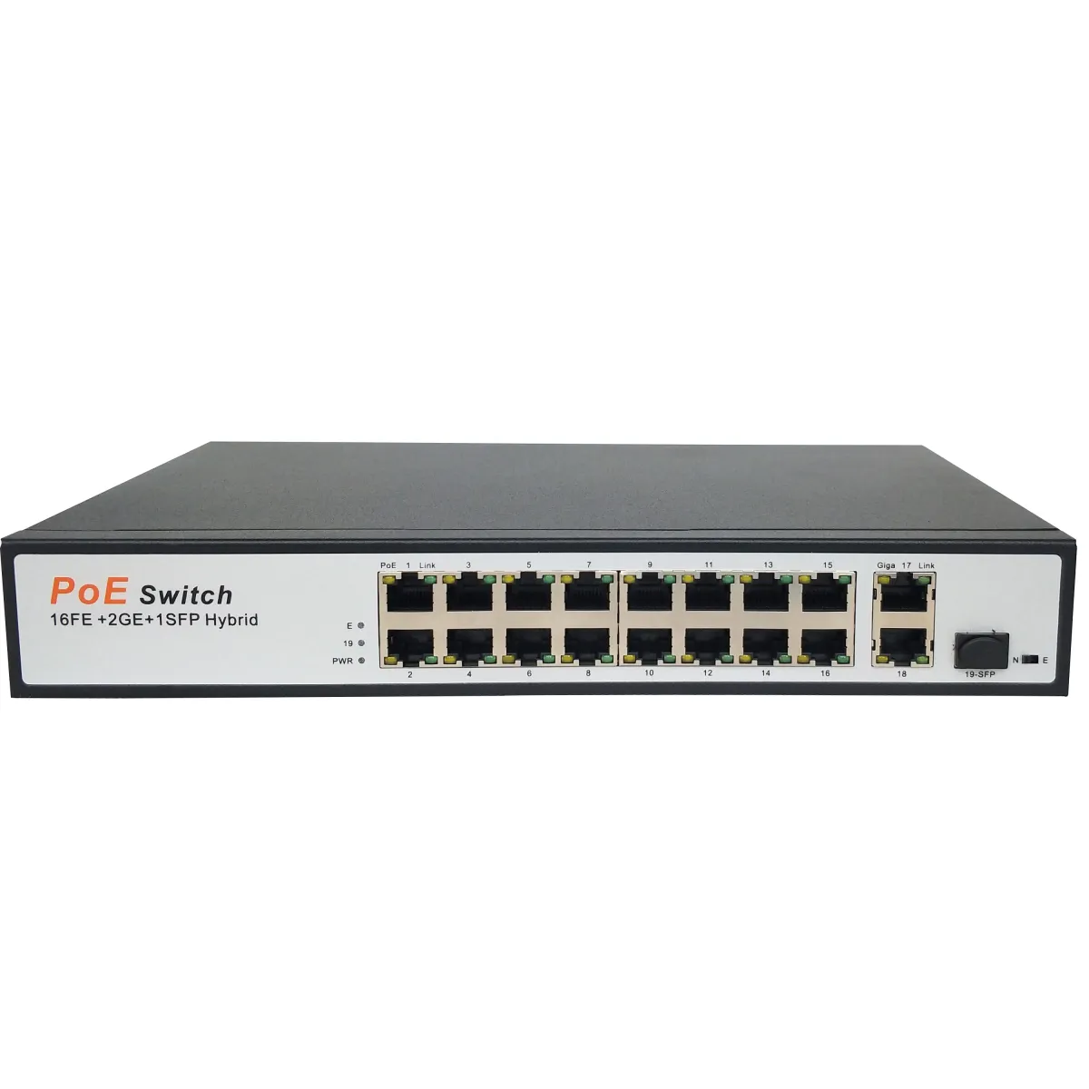 POE სვიჩი 16*100/1000Mbps - არამართვადი (გიგაბიტიანი)